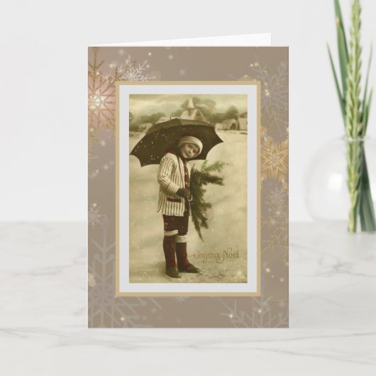 Vintages französisches Weihnachtskind Feiertagskarte (Vorderseite)