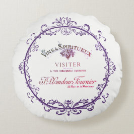 Vintages französisches Weinetikett Rundkissen Rundes Kissen