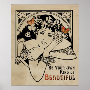 Vintages Frauendesign mit aktualisierter Drehung Poster