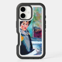 Vintages Frauenportrait mit Abstraktem Hintergrund