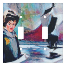 Vintages Frauenportrait mit Abstraktem Hintergrund