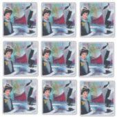 Vintages Frauenportrait mit Abstraktem Hintergrund Aufkleber (Vorderseite)