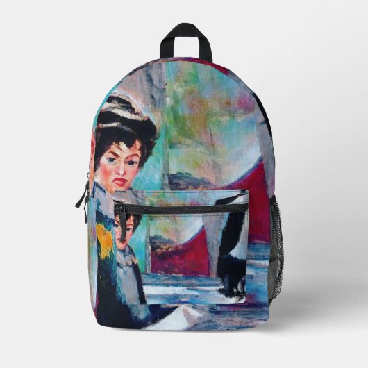 Vintages Frauenportrait mit Abstraktem Hintergrund Bedruckter Rucksack (Vorderseite)