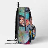 Vintages Frauenportrait mit Abstraktem Hintergrund Bedruckter Rucksack (Links)