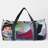 Vintages Frauenportrait mit Abstraktem Hintergrund Duffle Bag (Rückseite)