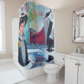 Vintages Frauenportrait mit Abstraktem Hintergrund Duschvorhang (Beispiel)