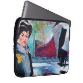 Vintages Frauenportrait mit Abstraktem Hintergrund Laptopschutzhülle (Vorne Rechts)