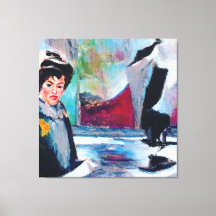 Vintages Frauenportrait mit Abstraktem Hintergrund