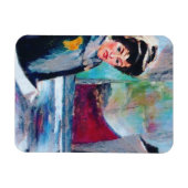 Vintages Frauenportrait mit Abstraktem Hintergrund Magnet (Horizontal)