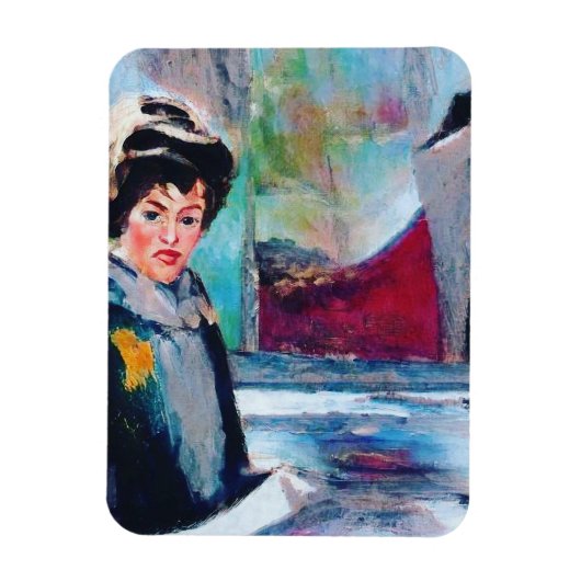 Vintages Frauenportrait mit Abstraktem Hintergrund Magnet (Vertikal)