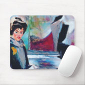 Vintages Frauenportrait mit Abstraktem Hintergrund Mousepad (Mit Mouse)