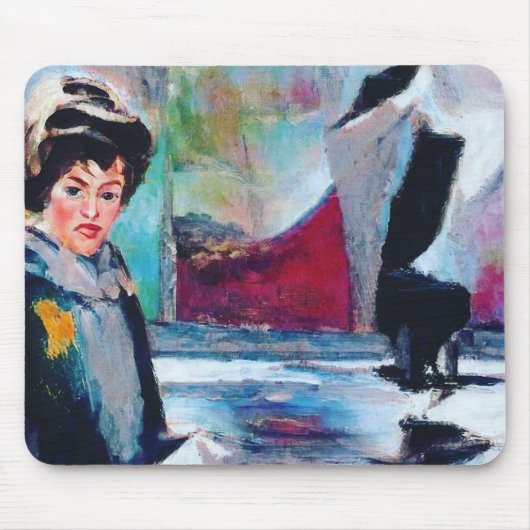 Vintages Frauenportrait mit Abstraktem Hintergrund Mousepad (Vorne)