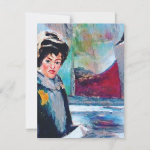 Vintages Frauenportrait mit Abstraktem Hintergrund Postkarte