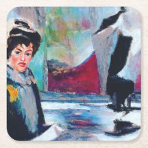 Vintages Frauenportrait mit Abstraktem Hintergrund