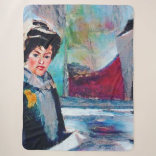 Vintages Frauenportrait mit Abstraktem Hintergrund Sherpadecke