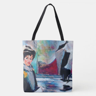 Vintages Frauenportrait mit Abstraktem Hintergrund Tasche
