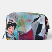 Vintages Frauenportrait mit Abstraktem Hintergrund Waschbeutel (Rückseite)