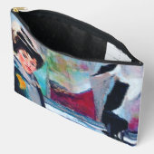 Vintages Frauenportrait mit Abstraktem Hintergrund Zubehörtasche (Offen)