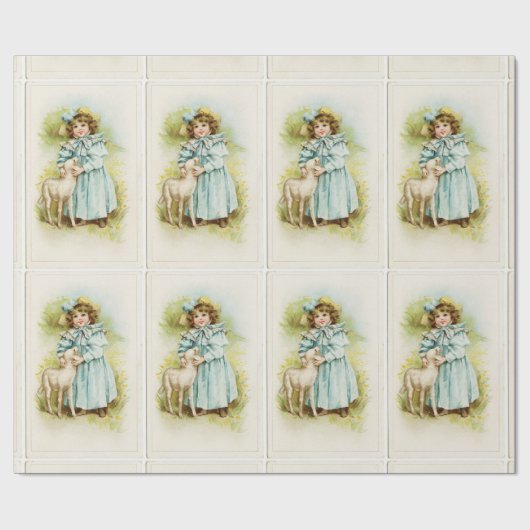 Vintages Fräulein With Lamb Geschenkpapier (Flach)