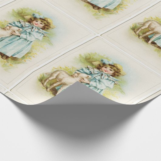 Vintages Fräulein With Lamb Geschenkpapier (Ecke)