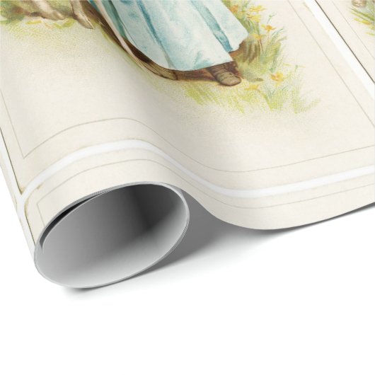 Vintages Fräulein With Lamb Geschenkpapier (Rolleneckpunkt)