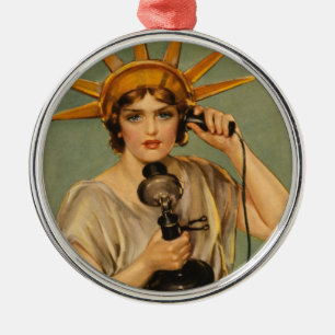 Vintages Freiheitsstatue, WWI patriotische Silbernes Ornament