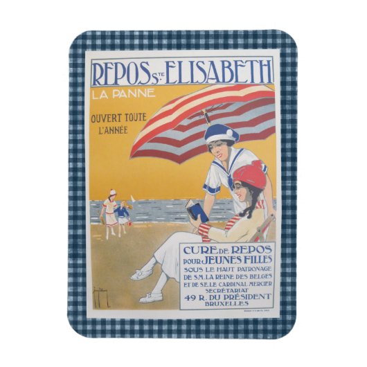 Vintages French Beach Travel Poster Magnet (Vertikal)