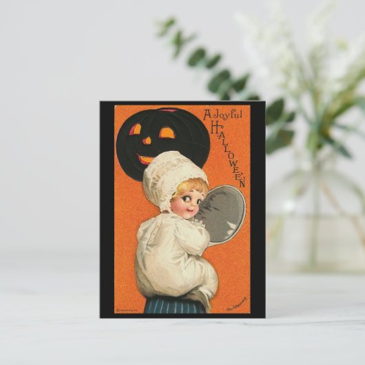 Vintages freudiges Halloween-Baby Postkarte (Stehend Vorderseite)