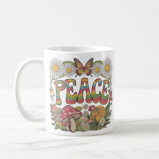 "Vintages Friedensdesign in Krawatte Kaffeetasse (Links)