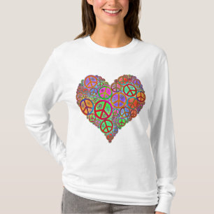 Vintages FriedensLiebe-Herz T-Shirt