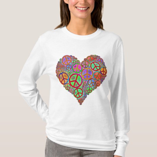 Vintages FriedensLiebe-Herz T-Shirt (Vorderseite)