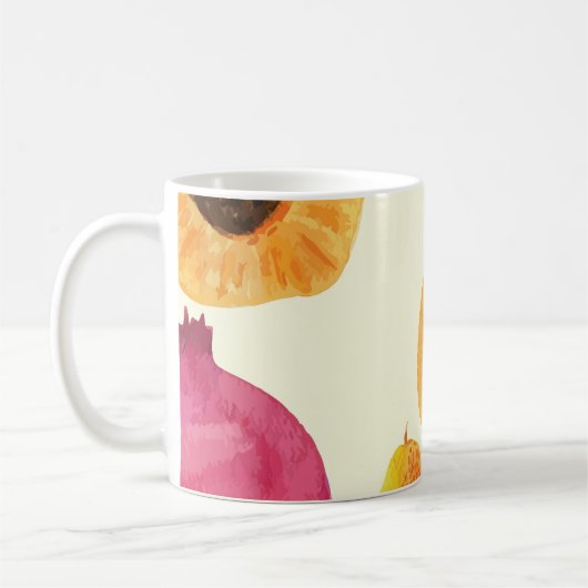 Vintages Frischobst Wasserfarbendesign Kaffeetasse (Links)