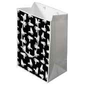 Vintages Friseur-Muster Druckmuster Friseur Threa Mittlere Geschenktüte (Vorderseite Schrägansicht)