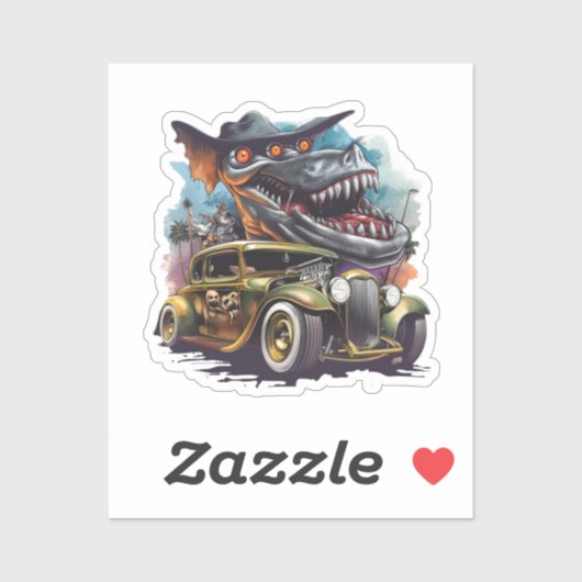 Vintages Frisierte Auto Monster Adventure Aufkleber (Blatt)