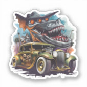 Vintages Frisierte Auto Monster Adventure Aufkleber (Vorderseite)