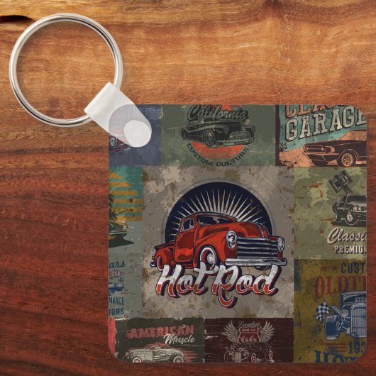 Vintages Frisierte Auto Schlüsselanhänger (Vorderseite)