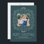 Vintages frohe Weihnacht-Foto Feiertagskarte<br><div class="desc">Elegante,  Vintage WeihnachtsFoto-Karten in aquamarinem.</div>