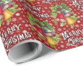 Vintages "Frohe Weihnachten" Bells Wrapping Paper Geschenkpapier (Rolleneckpunkt)