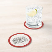 Vintages frohe Weihnachts-Illustrationsjahr Runder Pappuntersetzer (Vor Ort)