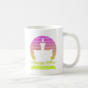 Vintages Frohes 70. Geburtstagskuchen Kaffeetasse