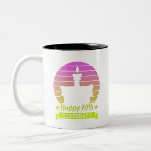 Vintages Frohes 70. Geburtstagskuchen Zweifarbige Tasse