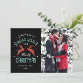 Vintages fröhliches Weihnachtsdekoratives Rindeer- Karte (Stehend Vorderseite)