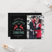 Vintages fröhliches Weihnachtsdekoratives Rindeer- Karte (Vorderseite/Rückseite Beispiel)