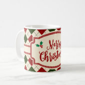 Vintages fröhliches Weihnachtsdesign Kaffeetasse (Vorderseite Links)
