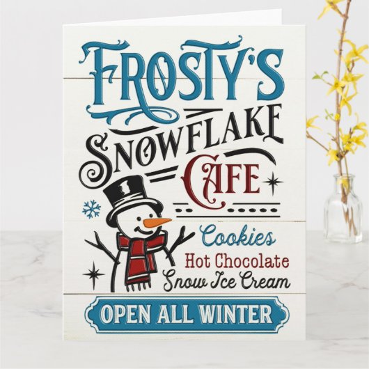 Vintages Frosty's Snowflake Café Karte (Gelbe Blume)