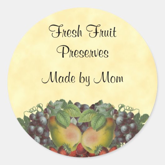 Vintages Fruchtbenutzerdefiniertes Canning-Etikett Runder Aufkleber (Vorderseite)