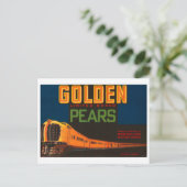 Vintages Fruchtkäfigetikett "Golden Birnen" Postkarte (Stehend Vorderseite)