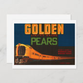 Vintages Fruchtkäfigetikett "Golden Birnen" Postkarte (Vorne/Hinten)