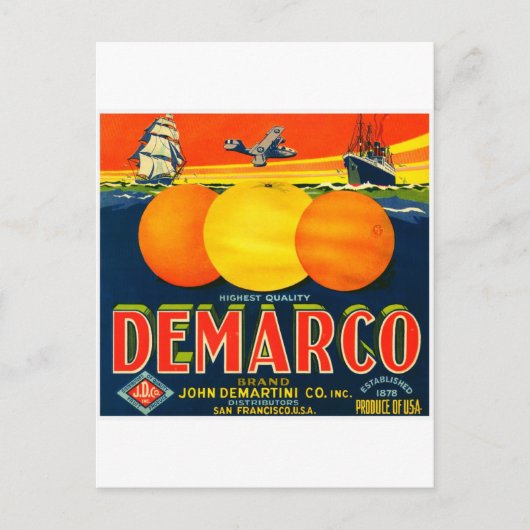 Vintages Fruchtkäfigetikett Postkarte (Vorderseite)