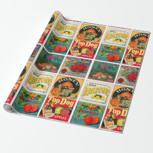 Vintages Fruchtkennzeichnungsmuster Geschenkpapier